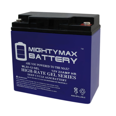 MIGHTY MAX BATTERY 12-Volt 22 Ah Rechargeable GEL Sealed Lead Acid Battery ML22-12GEL